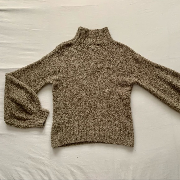 Women’s Urban Outfitters Knit Olive Green Mock Neck Sweater with Bell Sleeves - Picture 3 of 4